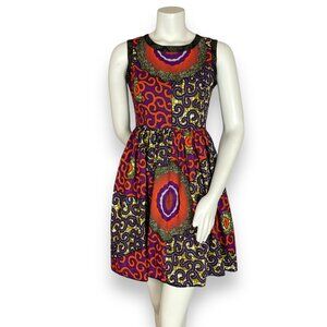 Kutula by Africana Dress Sleeveless Wax Print Batik Ankara Fit‎ and Flare
